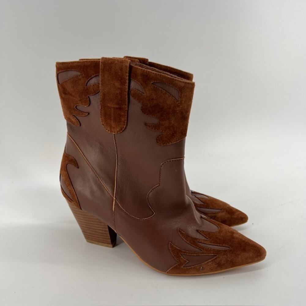 Sofie Schnoor Western Ankle Boots Womens EU39/US8 Tan Leather Suede BohoFestival